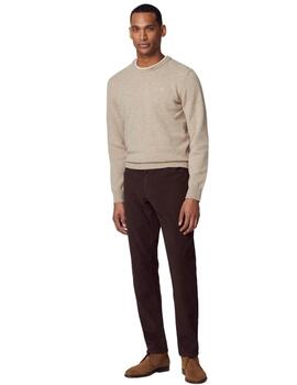 Hackett Punto Lambswool Crew Tan Brown