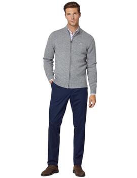 Hackett Punto Lambswool Fzip Ash Grey