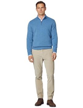 Hackett Punto Lambswool Hzip Steel Blue