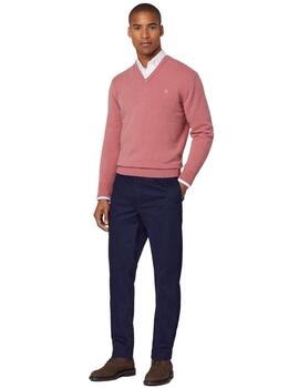 Hackett Punto Lambswool V Neck Rose Pink