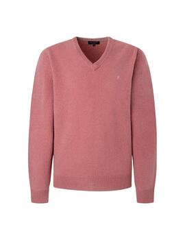 Hackett Punto Lambswool V Neck Rose Pink