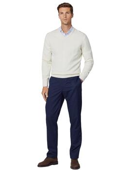 Hackett Punto Lambswool V Neck Ecru White