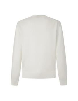 Hackett Punto Lambswool V Neck Ecru White