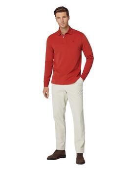 Hackett Polo Woven Trim Rubgy Terracotta Brow