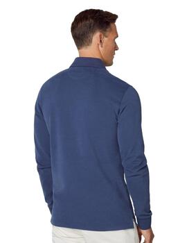 Hackett Polo Woven Trim Rubgy Dark Denim Blue