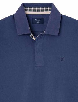 Hackett Polo Woven Trim Rubgy Dark Denim Blue