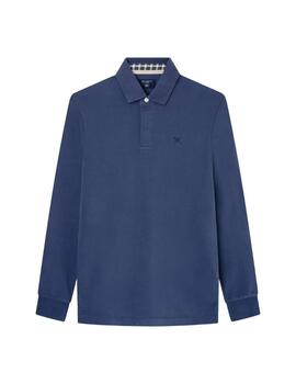 Hackett Polo Woven Trim Rubgy Dark Denim Blue