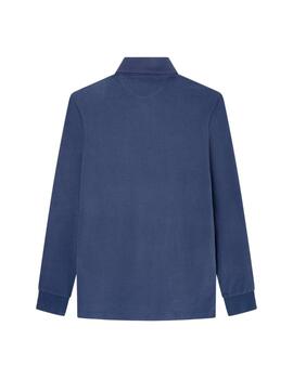 Hackett Polo Woven Trim Rubgy Dark Denim Blue