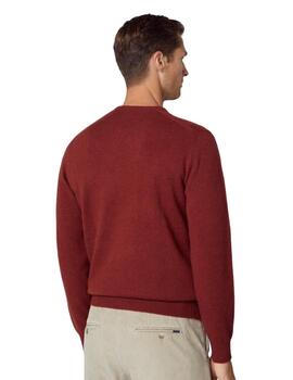Hackett Punto Lambswool Crew Brick Red