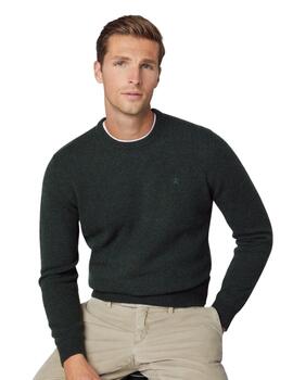 Hackett Punto Lambswool Crew Dark Green