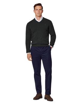 Hackett Punto Lambswool V Neck Dark Green