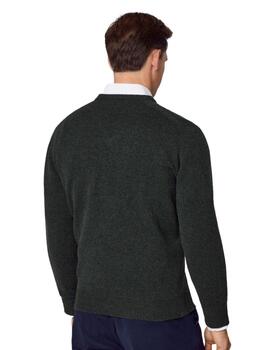 Hackett Punto Lambswool V Neck Dark Green