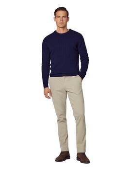 Hackett Punto Lambwool Cable Crew Navy