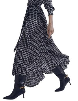 Lola Casademunt Vestido Plisado Negro