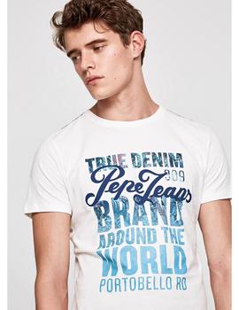 Camiseta Pepe Jeans Texto Niko Blanca Para Hombre