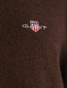 Gant Jersey Superfine Lambswool V-Neck Dk Brown Me