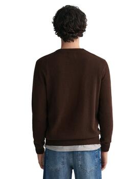 Gant Jersey Superfine Lambswool V-Neck Dk Brown Me