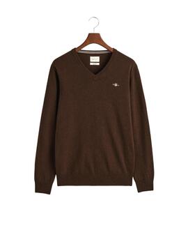 Gant Jersey Superfine Lambswool V-Neck Dk Brown Me