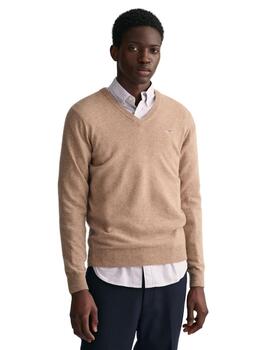 Gant Jersey Superfine Lambswool V-Neck Dk. Sand Me