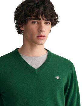 Gant Jersey Superfine Lambswool V-Neck Forest Gree