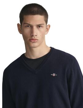 Gant Jersey Superfine Lambswool V-Neck Marine