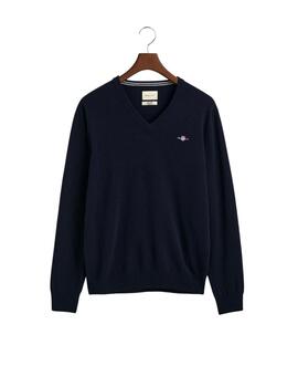 Gant Jersey Superfine Lambswool V-Neck Marine