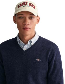 Gant Jersey Superfine Lambswool V-Neck Dark Navy M
