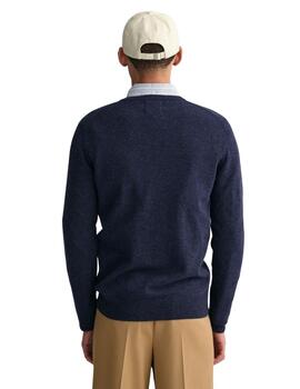 Gant Jersey Superfine Lambswool V-Neck Dark Navy M