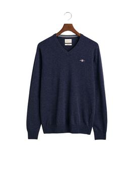 Gant Jersey Superfine Lambswool V-Neck Dark Navy M