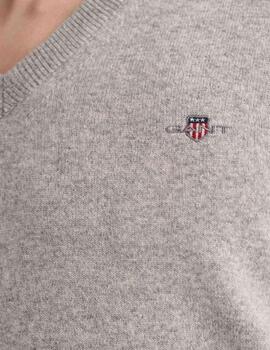 Gant Jersey Superfine Lambswool V-Neck Grey Melang