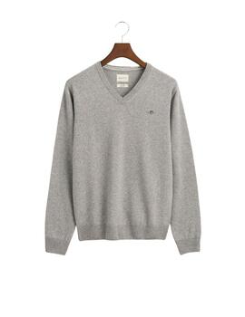 Gant Jersey Superfine Lambswool V-Neck Grey Melang