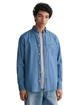 Gant Camisa Reg Indigo Bd Semi Light Blue