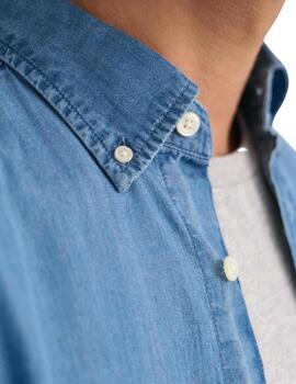 Gant Camisa Reg Indigo Bd Semi Light Blue