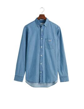 Gant Camisa Reg Indigo Bd Semi Light Blue