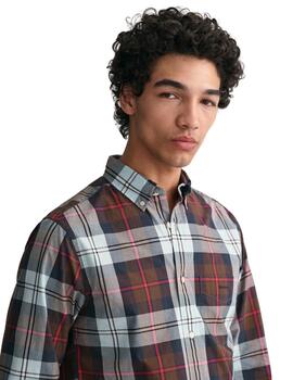 Gant Camisa Reg Poplin Large Check Shirt Rich Brow