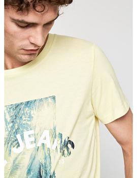 Camiseta Pepe Jeans Estampada Owain Amarilla Para Hombre