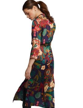 Vilagallo  Vestido Foral Border Print
