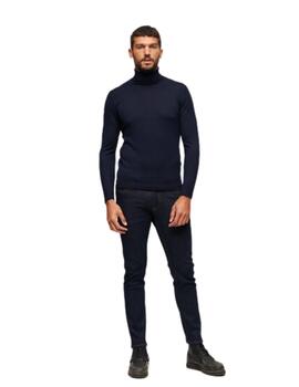 Superdry Punto  Studios Merino Roll Neck Eclipse N