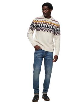 Superdry Punto  Fairisle Knit Crew Jumper Ecru Mul