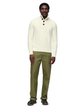 Superdry Punto  Chunky Button High Neck Jumper Ecr