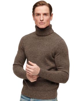 Superdry Punto  Brushed Roll Neck Jumper Walnut Br