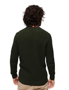 Superdry Punto  Textured Crew Knit Jumper Olive He