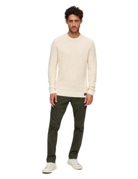 Superdry Punto  Textured Crew Knit Jumper Ecru Hea
