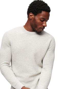 Superdry Punto  Textured Crew Knit Jumper Light Gr