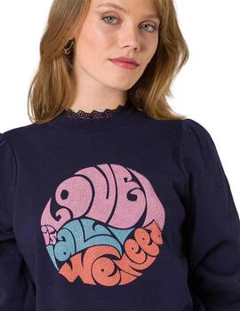 Naf Naf Felpa Ml Bleu Marin