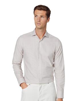 Hackett Camisa Brushed Puppytooth White/Taupe