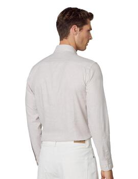Hackett Camisa Brushed Puppytooth White/Taupe