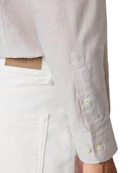 Hackett Camisa Brushed Puppytooth White/Taupe