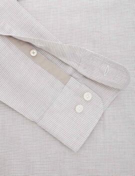 Hackett Camisa Brushed Puppytooth White/Taupe