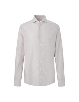 Hackett Camisa Brushed Puppytooth White/Taupe